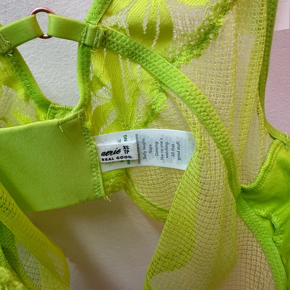 NWT Aerie Vibrant Lime Lace Bralette - Picture 2 of 4